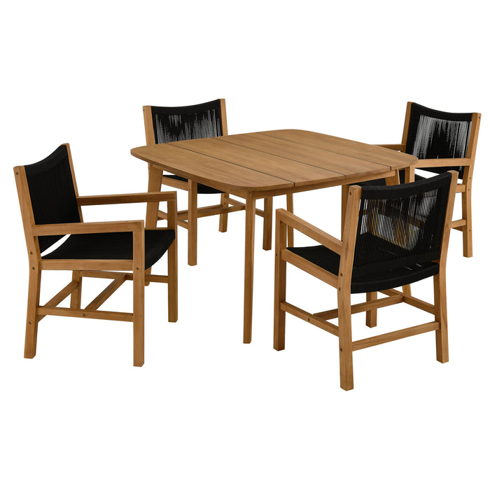 Vienna 5-Piece Outdoor Patio Teak and Rope Dining Set with Armchairs by Modway