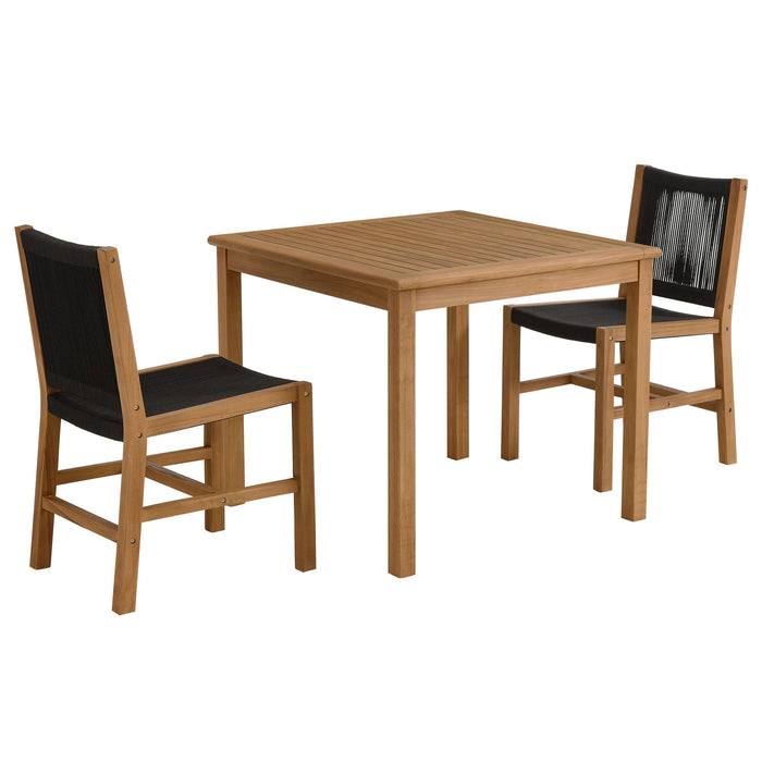 Vienna 3-Piece Outdoor Patio Teak and Rope Dining Set with Armless Chiars by Modway