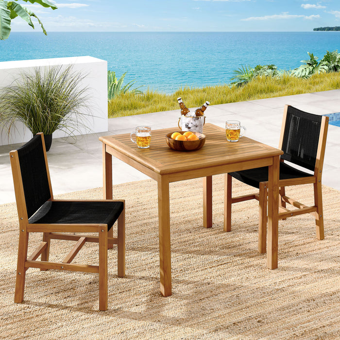 Vienna 3-Piece Outdoor Patio Teak and Rope Dining Set with Armless Chiars by Modway