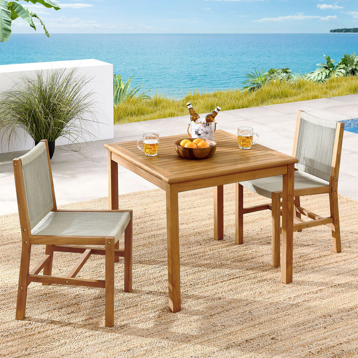 Vienna 3-Piece Outdoor Patio Teak and Rope Dining Set with Armless Chiars by Modway