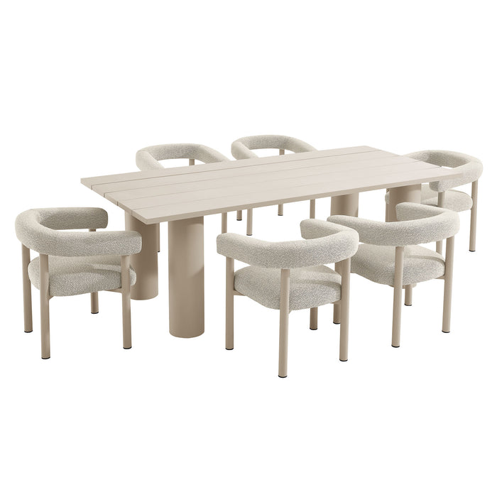 Nautica 7-Piece Rectangular Outdoor Patio Aluminum Dining Table and Chairs Set by Modway