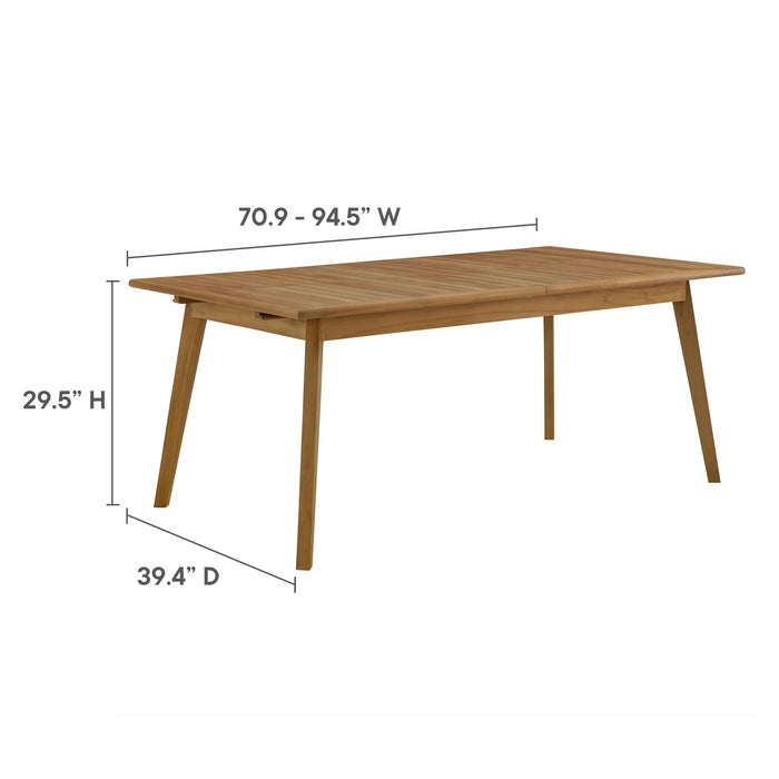 Vienna Outdoor Patio Teak Wood Extendable Dining Table by Modway