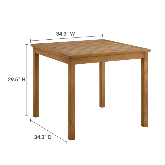 Vienna 34" Square Outdoor Patio Teak Wood Dining Table by Modway