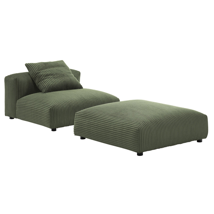 Solace Modular Corduroy Upholstered Armless Chair and Ottoman Set by Modway