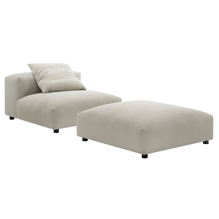 Solace Modular Upholstered Fabric Armless Chair and Ottoman Set by Modway