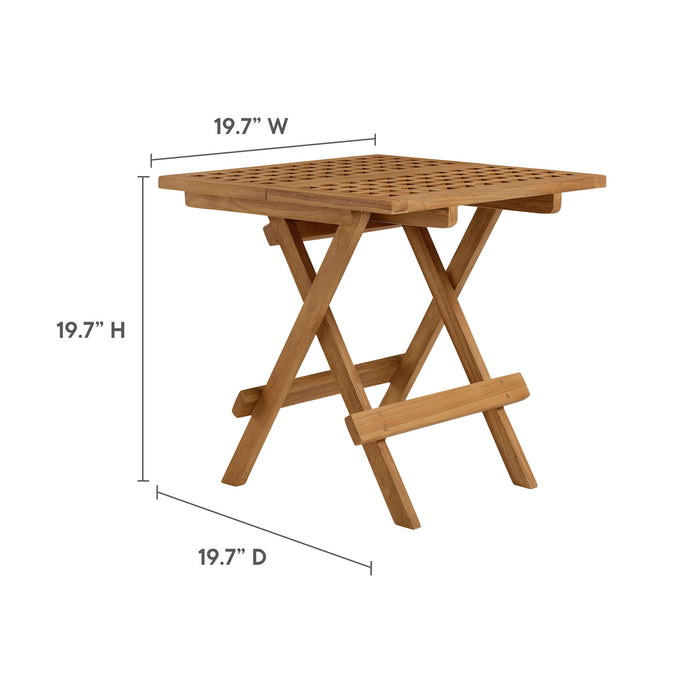 Vienna 3-Piece Outdoor Patio Teak and Rope Armchairs with Folding Side Table by Modway