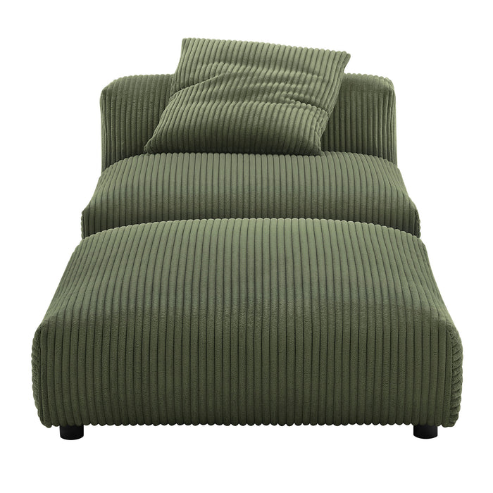 Solace Modular Corduroy Upholstered Armless Chair and Ottoman Set by Modway