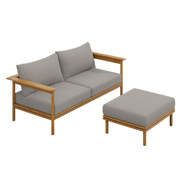 Wren 2-Piece Outdoor Patio Teak Wood Sofa and Ottoman Set by Modway