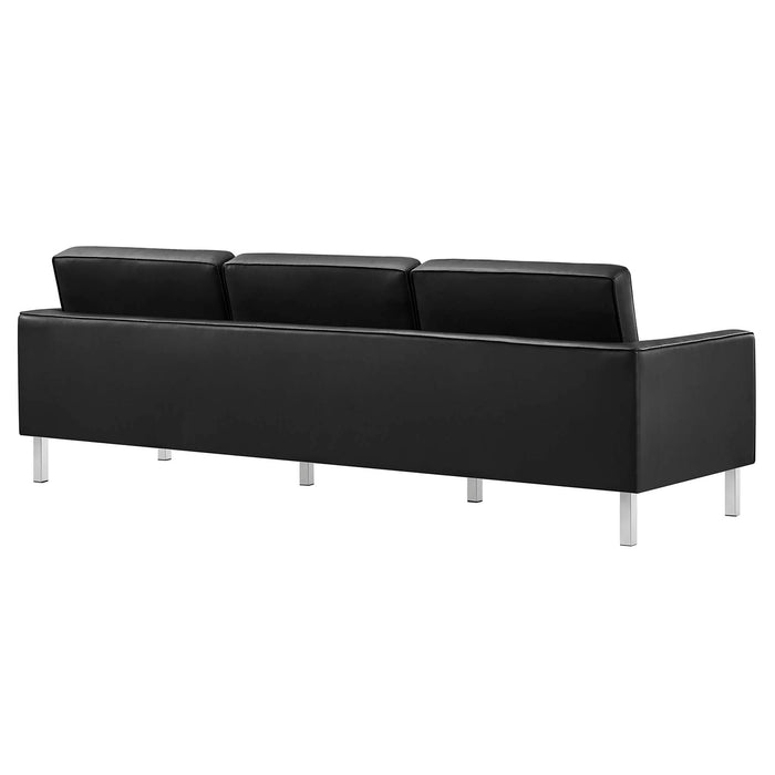 Loft Tufted Vegan Leather Sofa and Ottoman Set by Modway