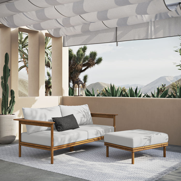 Wren 2-Piece Outdoor Patio Teak Wood Sofa and Ottoman Set by Modway