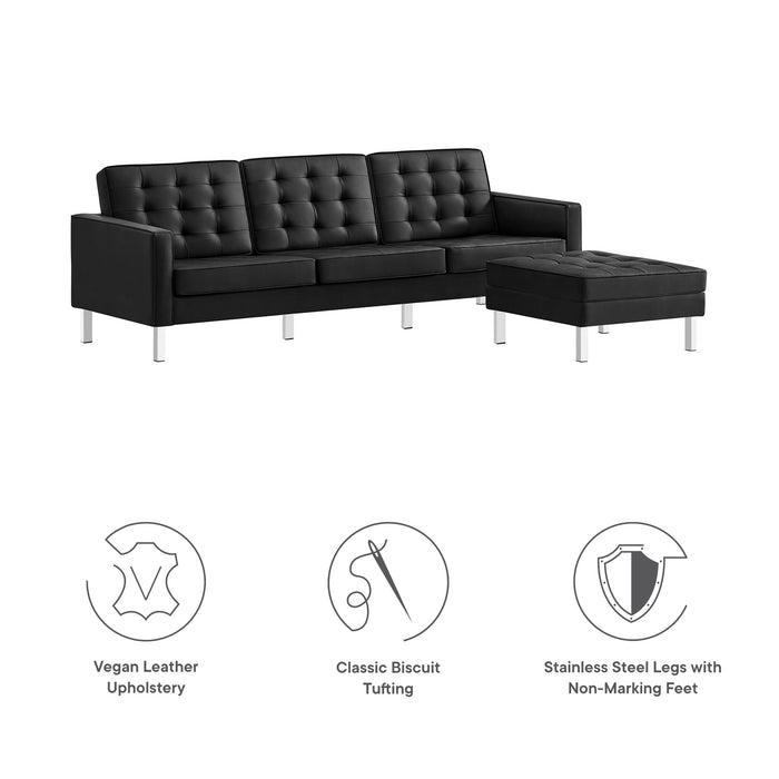 Loft Tufted Vegan Leather Sofa and Ottoman Set by Modway