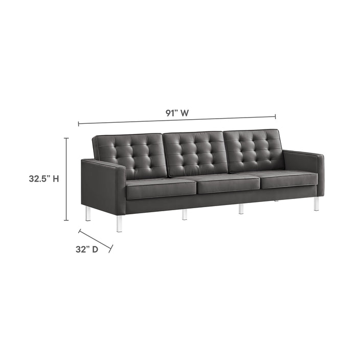 Loft Tufted Vegan Leather Sofa and Ottoman Set by Modway