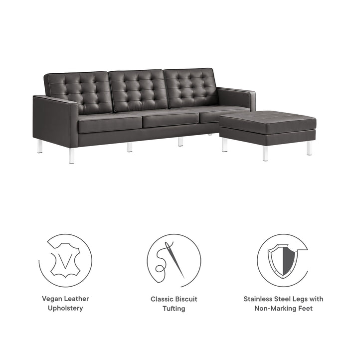 Loft Tufted Vegan Leather Sofa and Ottoman Set by Modway