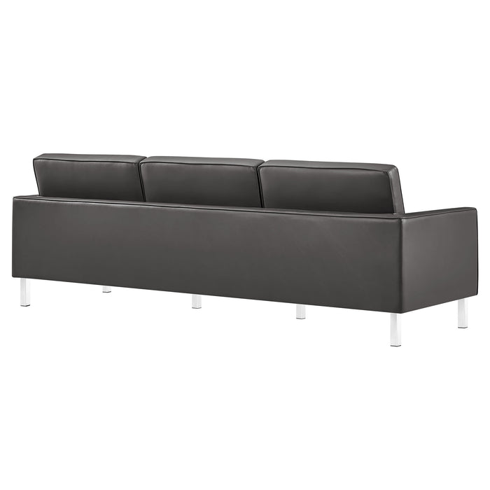 Loft Tufted Vegan Leather Sofa and Ottoman Set by Modway