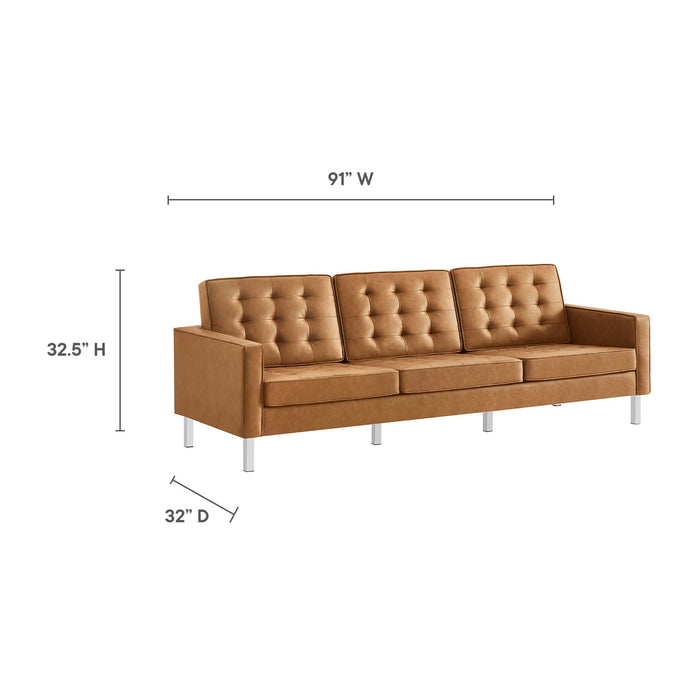 Loft Tufted Vegan Leather Sofa and Ottoman Set by Modway