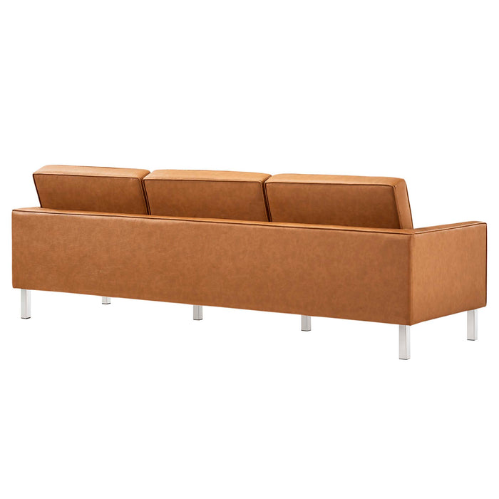 Loft Tufted Vegan Leather Sofa and Ottoman Set by Modway