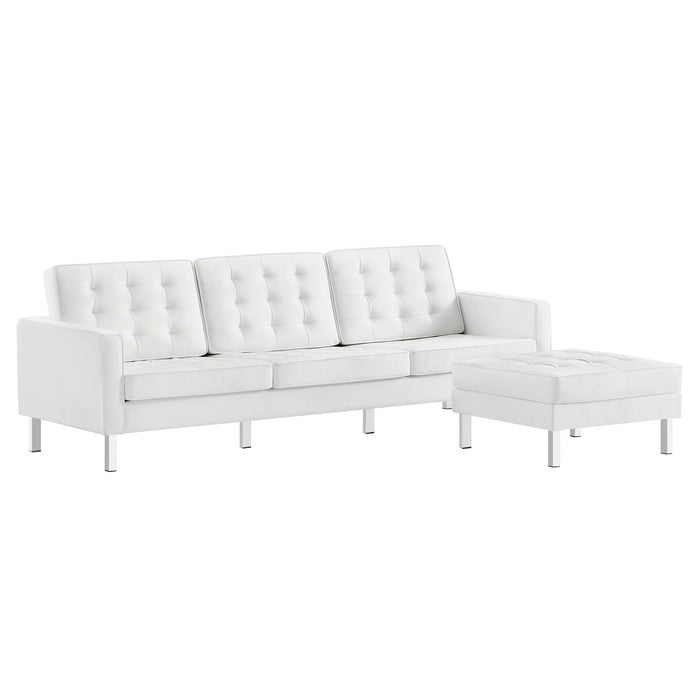 Loft Tufted Vegan Leather Sofa and Ottoman Set by Modway