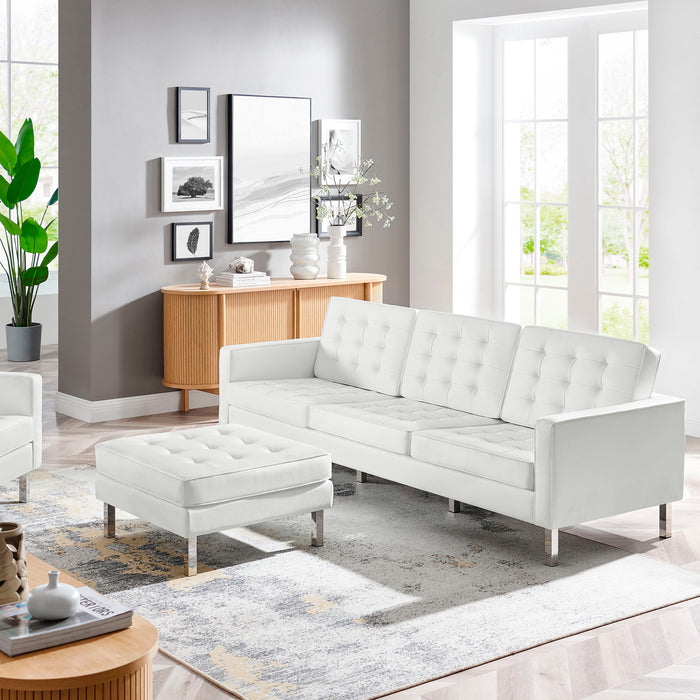 Loft Tufted Vegan Leather Sofa and Ottoman Set by Modway