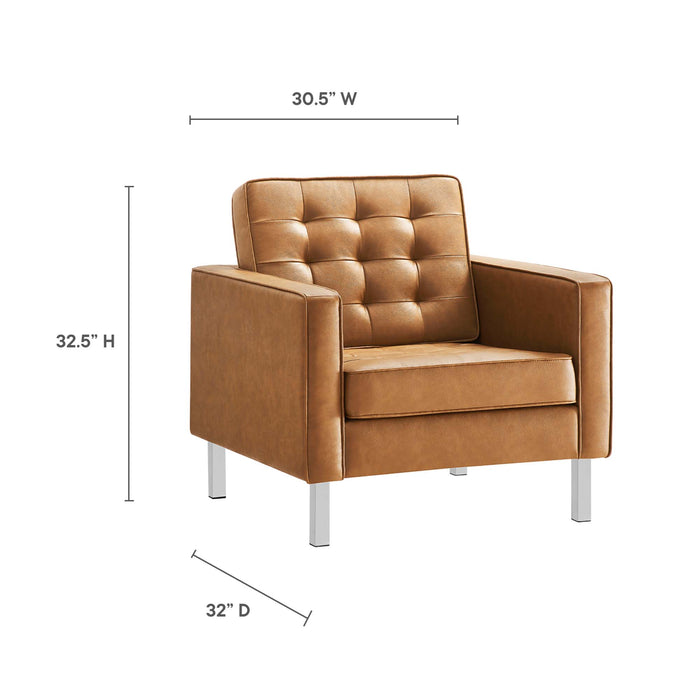 Loft Tufted Vegan Leather Armchair and Ottoman Set by Modway