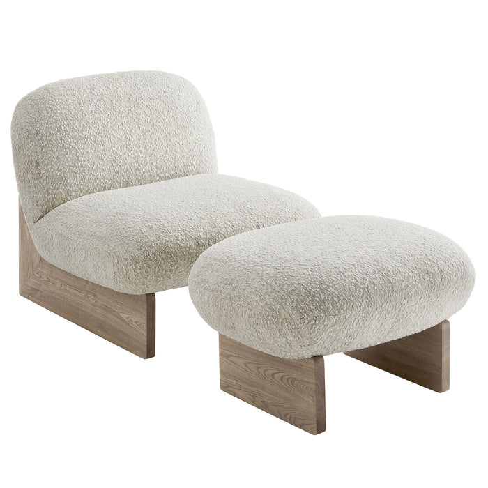 Loyal Boucle Fabric Accent Chair and Ottoman Set by Modway