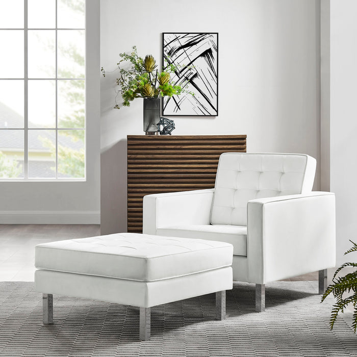 Loft Tufted Vegan Leather Armchair and Ottoman Set by Modway