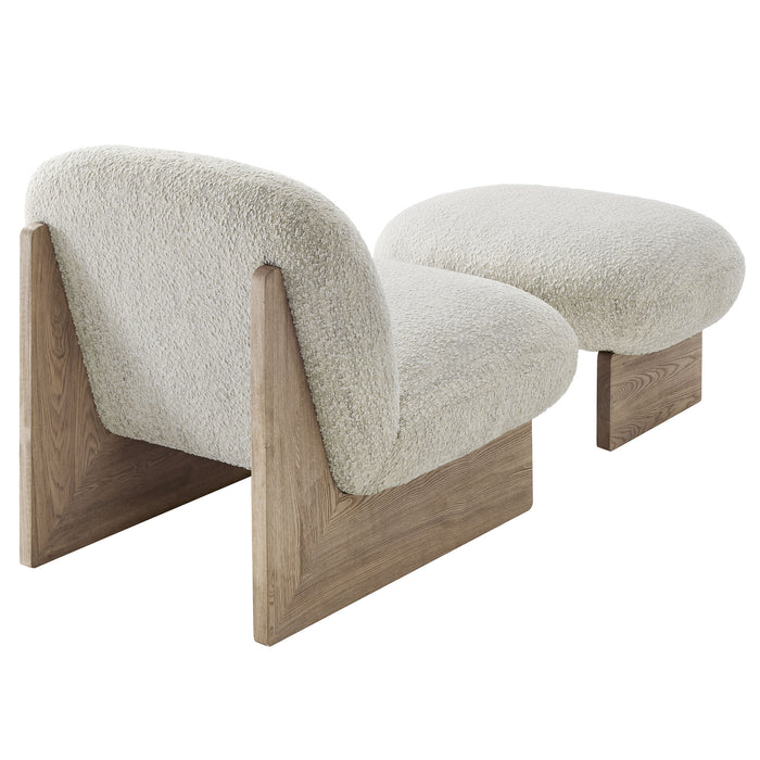 Loyal Boucle Fabric Accent Chair and Ottoman Set by Modway