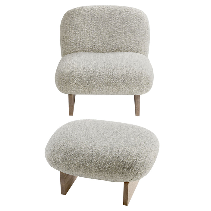 Loyal Boucle Fabric Accent Chair and Ottoman Set by Modway