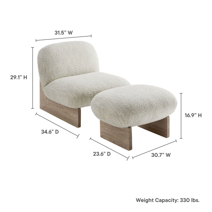 Loyal Boucle Fabric Accent Chair and Ottoman Set by Modway