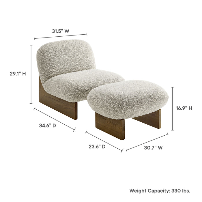 Loyal Boucle Fabric Accent Chair and Ottoman Set by Modway