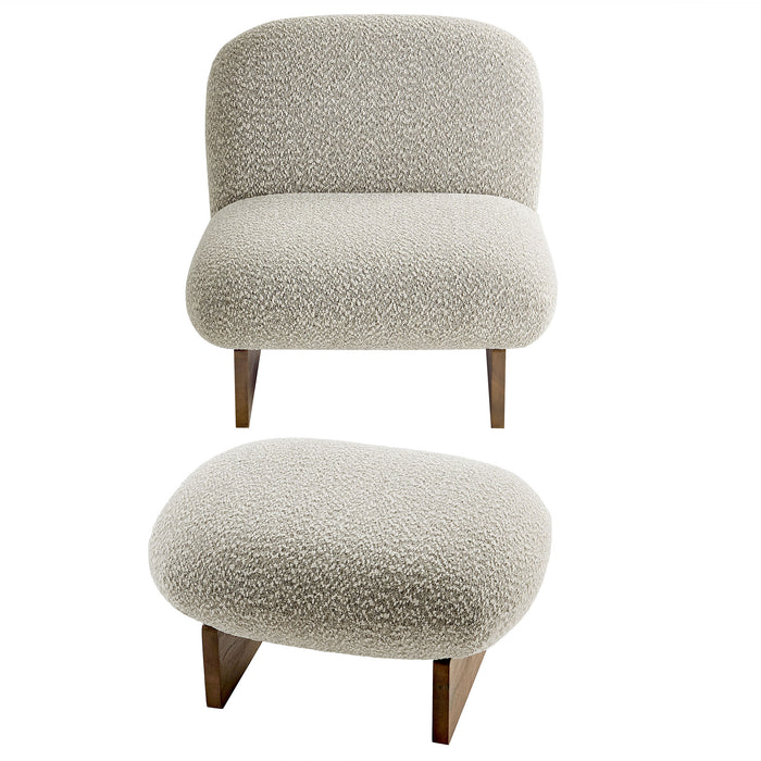 Loyal Boucle Fabric Accent Chair and Ottoman Set by Modway