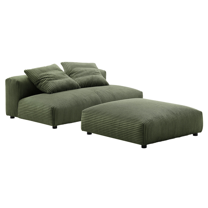 Solace Modular Corduroy Upholstered Armless Loveseat and Ottoman Set by Modway