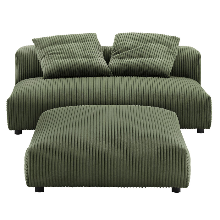 Solace Modular Corduroy Upholstered Armless Loveseat and Ottoman Set by Modway