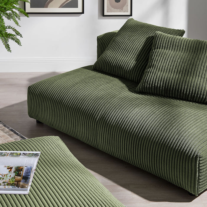 Solace Modular Corduroy Upholstered Armless Loveseat and Ottoman Set by Modway