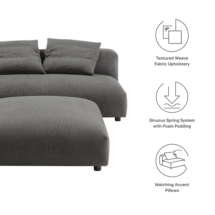 Solace Modular Upholstered Fabric Armless Loveseat and Ottoman Set by Modway