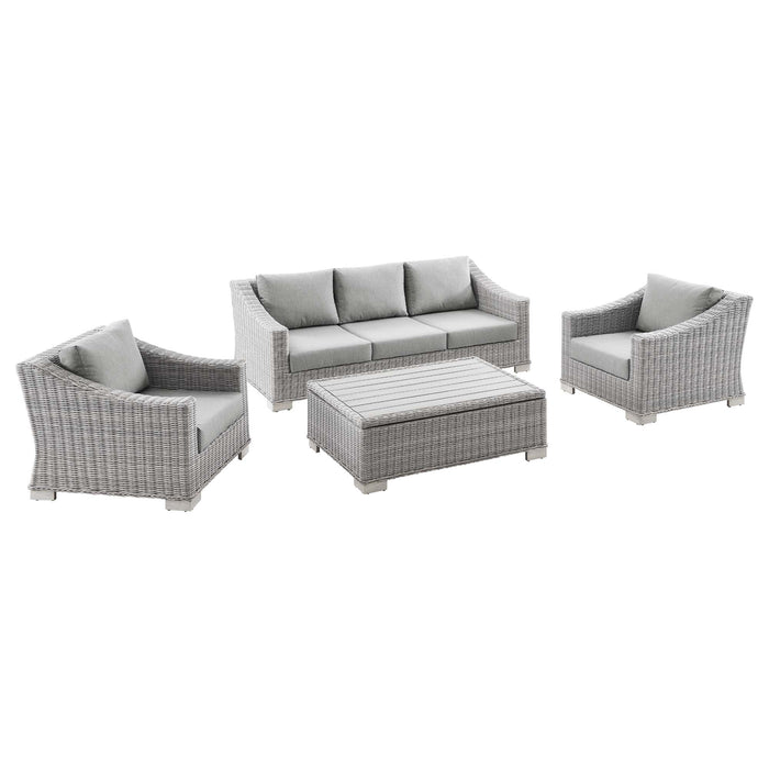 Conway 4-Piece Outdoor Patio Wicker Rattan Furniture Set by Modway