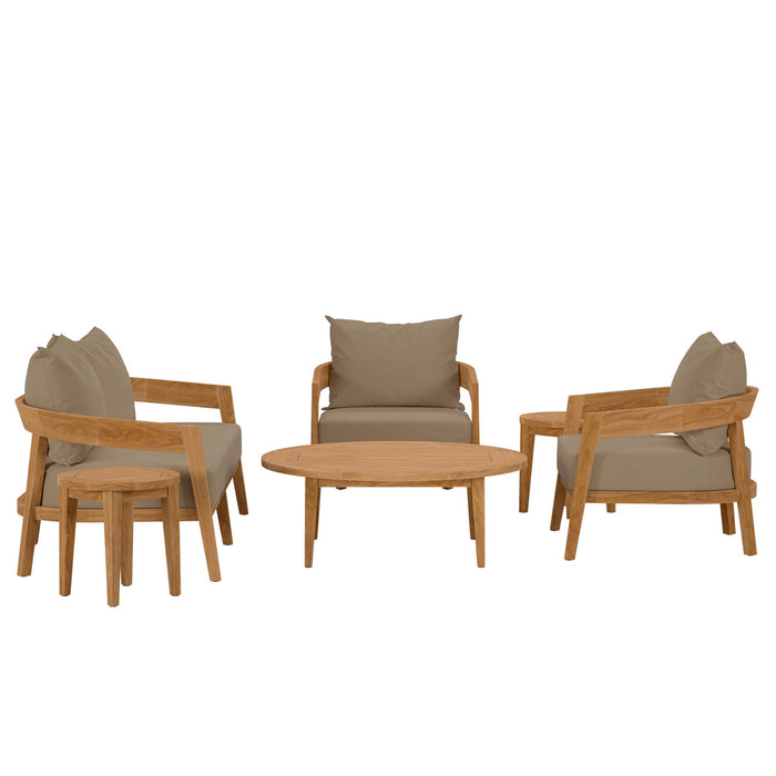 Brisbane 6-Piece Teak Wood Outdoor Patio Set by Modway