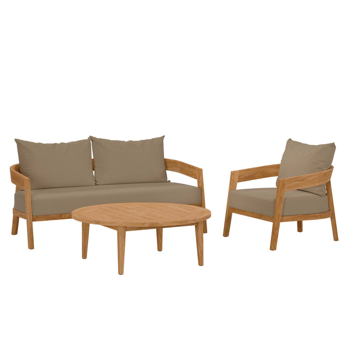 Brisbane 3-Piece Teak Wood Outdoor Patio Set by Modway