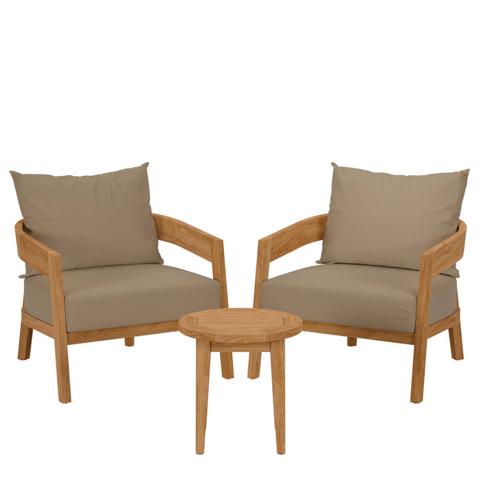 Brisbane 3-Piece Teak Wood Outdoor Patio Set by Modway