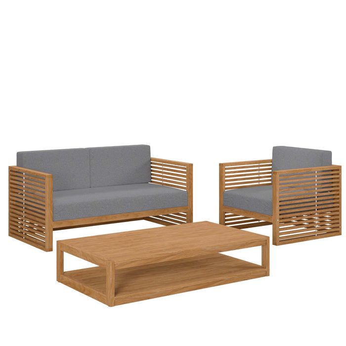 Carlsbad 3-Piece Teak Wood Outdoor Patio Set by Modway