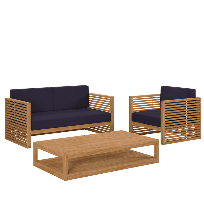 Carlsbad 3-Piece Teak Wood Outdoor Patio Set by Modway