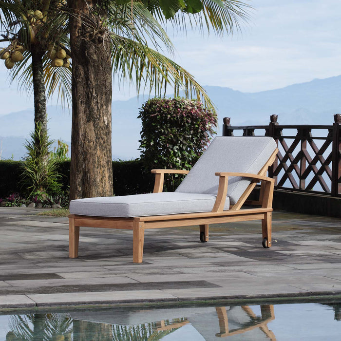 Marina Outdoor Patio Teak Single Chaise by Modway