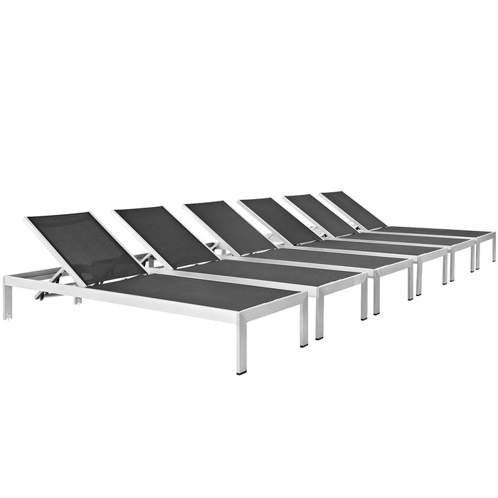 Shore Outdoor Patio Aluminum Chaise Set of 6 by Modway