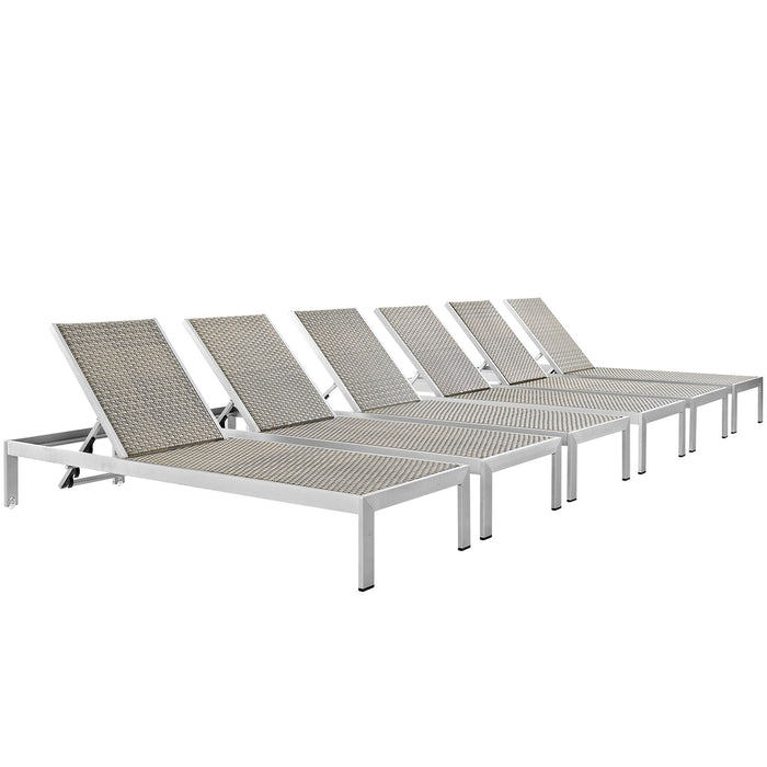 Shore Outdoor Patio Aluminum Chaise Set of 6 by Modway