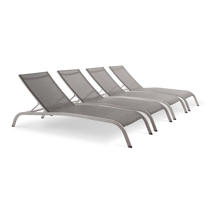 Savannah Outdoor Patio Mesh Chaise Lounge Set of 4 by Modway