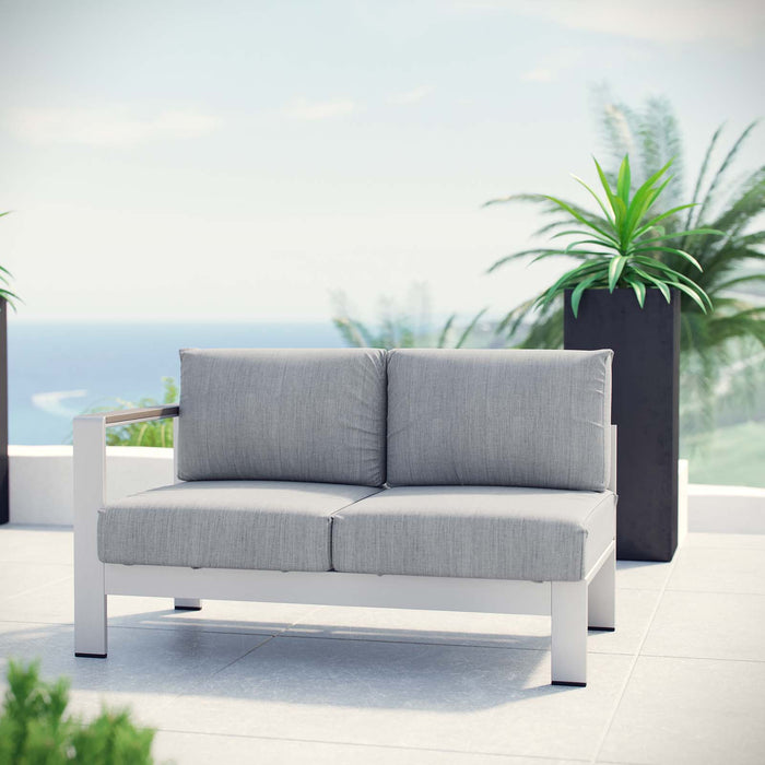 Shore Left-Arm Corner Sectional Outdoor Patio Aluminum Loveseat by Modway