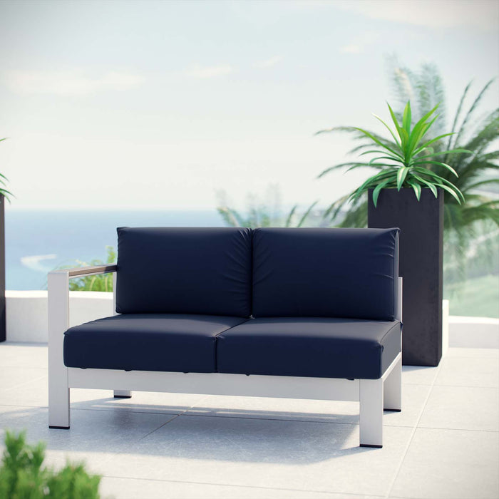 Shore Left-Arm Corner Sectional Outdoor Patio Aluminum Loveseat by Modway