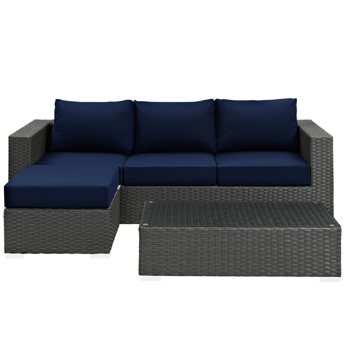 Sojourn 3 Piece Outdoor Patio Sunbrella� Sectional Set by Modway