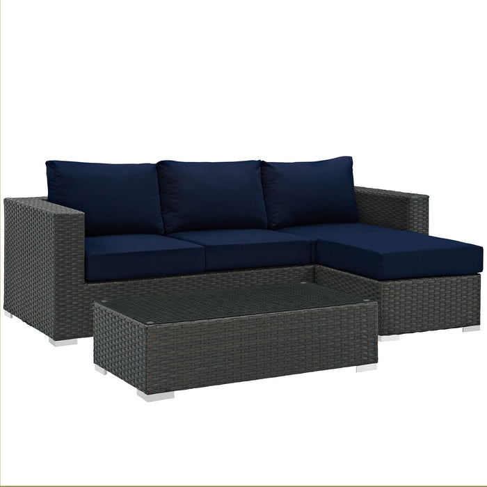 Sojourn 3 Piece Outdoor Patio Sunbrella� Sectional Set by Modway