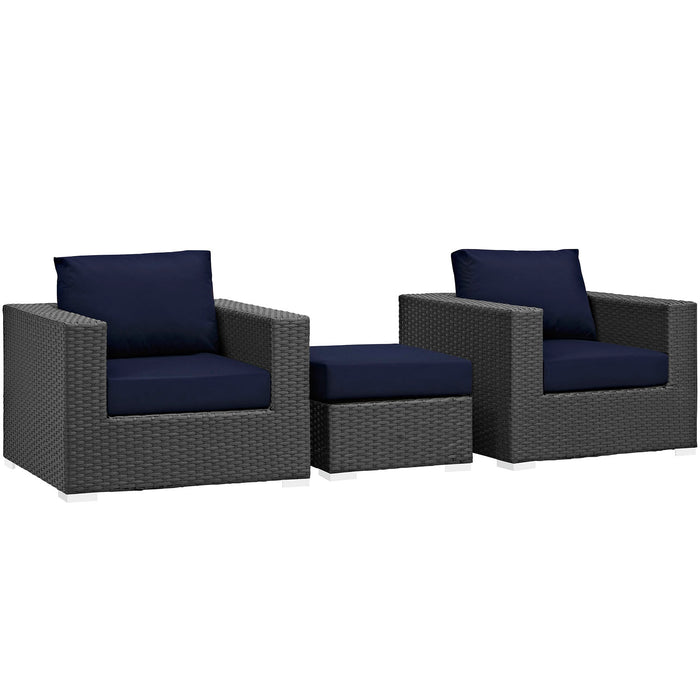 Sojourn 3 Piece Outdoor Patio Sunbrella� Sectional Set by Modway