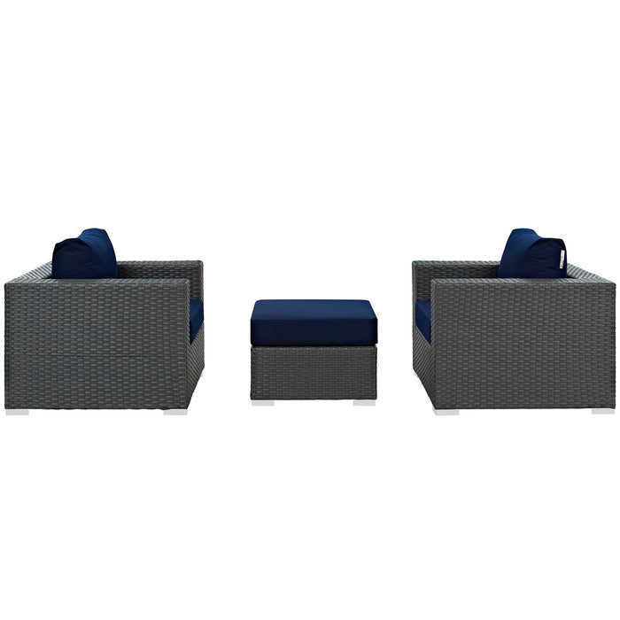 Sojourn 3 Piece Outdoor Patio Sunbrella� Sectional Set by Modway